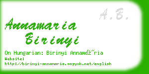 annamaria birinyi business card